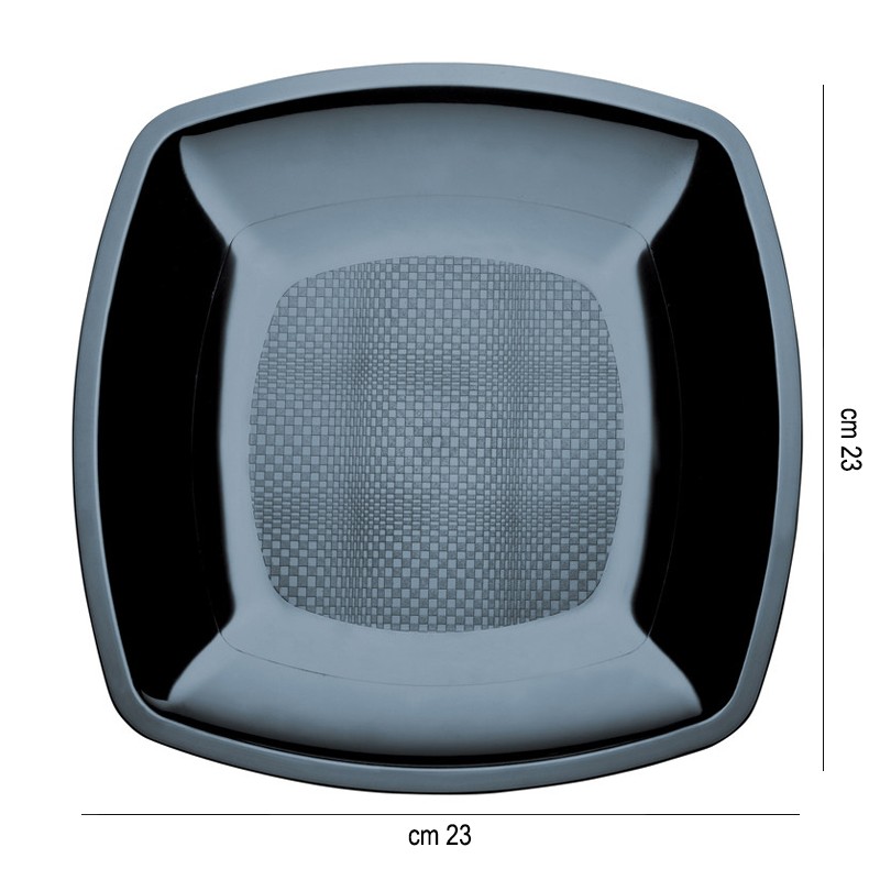 Piatti piani in plastica square neri Goldplast  in Piatti plastica rigida riutilizzabili