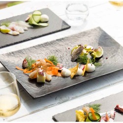 Vassoio melamina nero finta ardesia cm  40,5 x 26 x 3,8 Leone decorazioni  in Porcellane