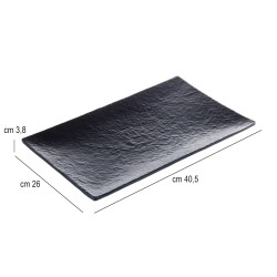 Vassoio melamina nero finta ardesia cm  40,5 x 26 x 3,8 Leone decorazioni  in Porcellane