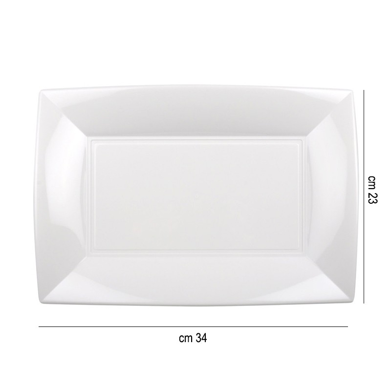 Vassoio rettangolare in plastica bianco cm.  34 x 23 Goldplast  in Piatti plastica rigida riutilizzabili