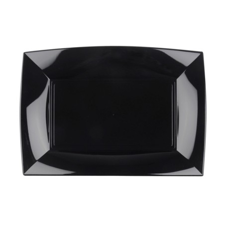 Vassoio rettangolare in plastica nero | monouso | Rausa srl