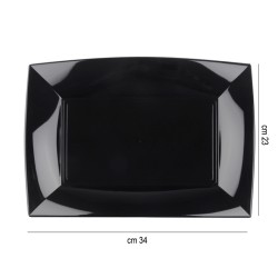 Vassoio rettangolare in plastica nero cm.  34 x 23 Goldplast  in Piatti plastica rigida riutilizzabili