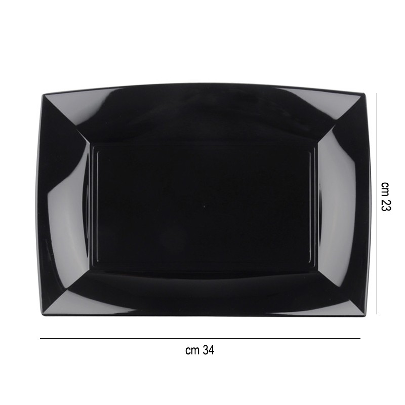 Vassoio rettangolare in plastica nero cm.  34 x 23 Goldplast  in Piatti plastica rigida riutilizzabili