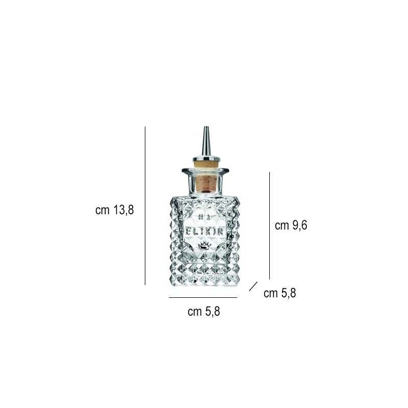 Dash bottle con dosatore elixir quadrata cl. 10 Bormioli Luigi  in Mixing-glass