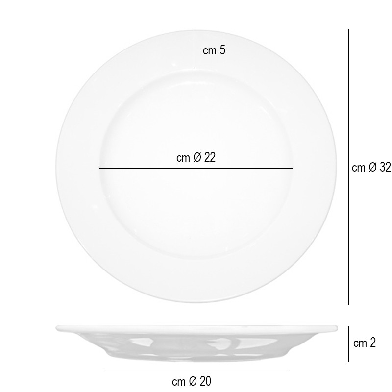 Piatto piano bianco oxford in porcellana cm 32 Rausa srl  in Linee