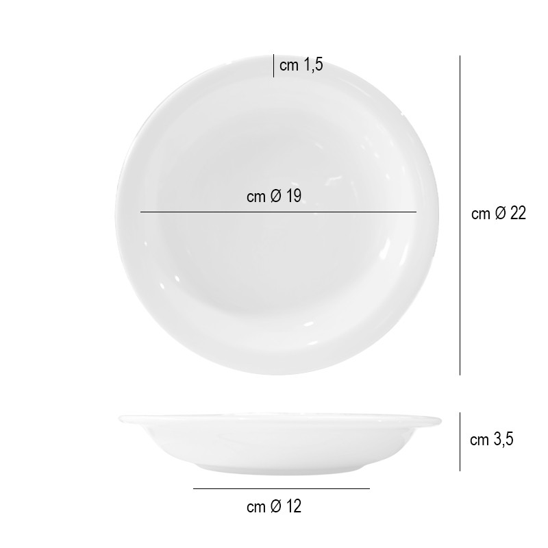 Piatto fondo bianco madrid in porcellana cm 22 Rausa srl  in Linee