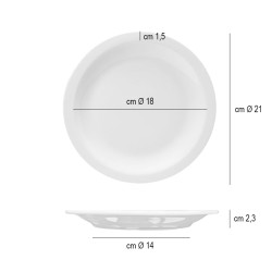 Piatto piano bianco madrid in porcellana cm 21 Rausa srl  in Linee