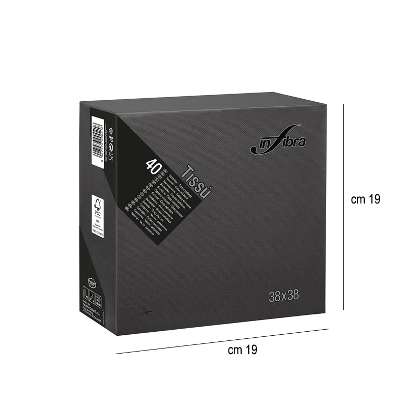 Tovaglioli di carta 38x38 nero   in Tovaglioli monouso