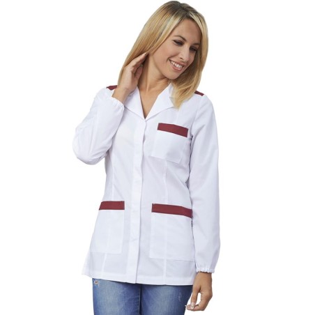 Casacca da lavoro donna bianco-bordeaux | Abbigliamento | Rausa