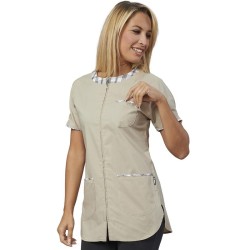 Casacca donna beige chiusura zip | Abbigliamento camici | Rausa