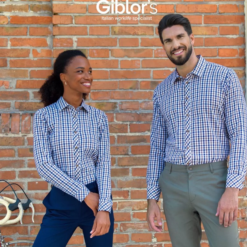 Camicia cameriere quadretti Giblors  in Camicie cameriere