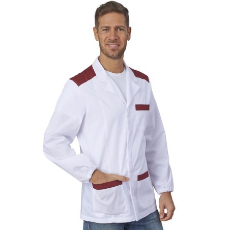 Casacca da lavoro uomo bianco e bordeaux | Rausa srl