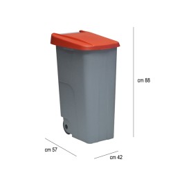 Bidone differenziata con coperchio rosso   in Bidoni indifferenziata