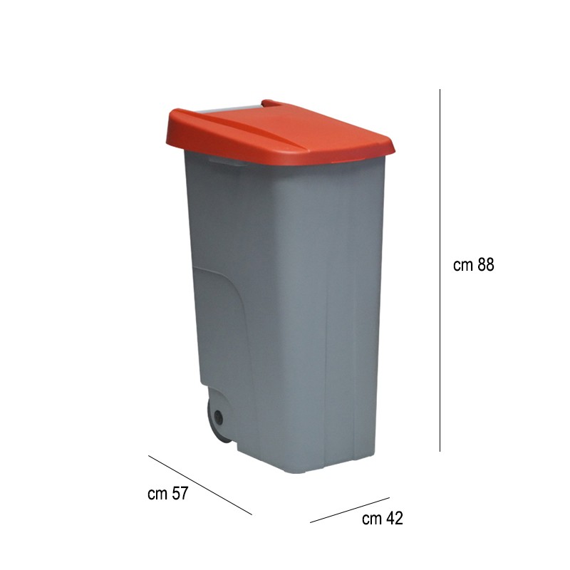 Bidone differenziata con coperchio rosso   in Bidoni indifferenziata