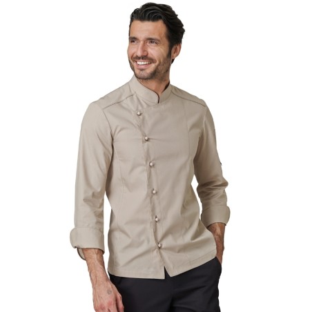 Giacca cuoco uomo colore beige manica lunga | Rausa srl