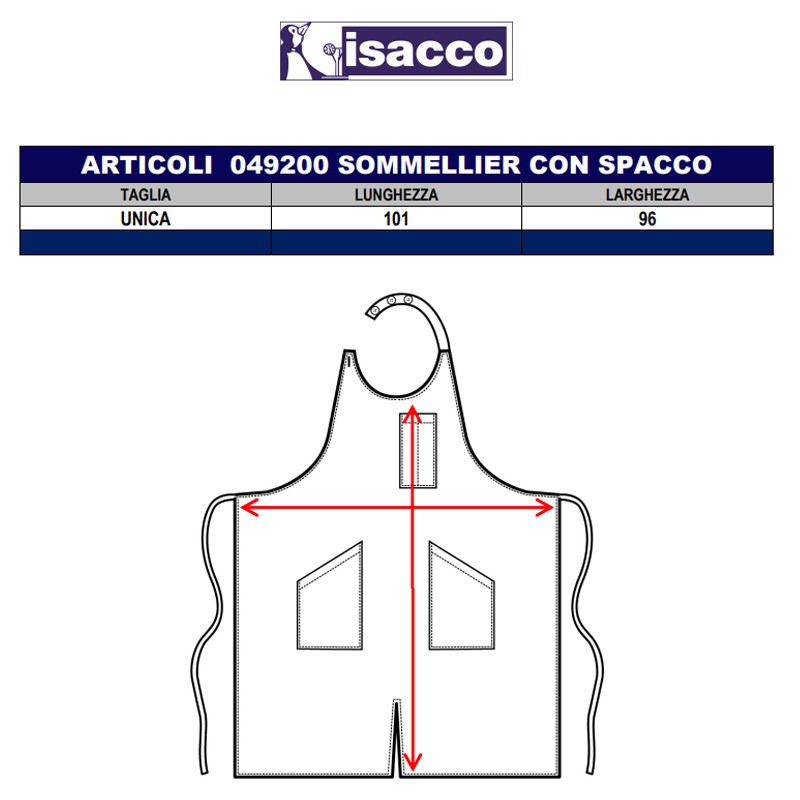 Grembiule sommelier con spacco Isacco  in Grembiuli da sala