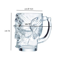 Boccale in vetro Skull con manico cl.90   in Bicchieri