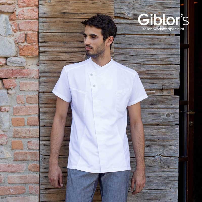 Giacca cuoco bianca manica corta harry Giblors  in Giacca cuoco