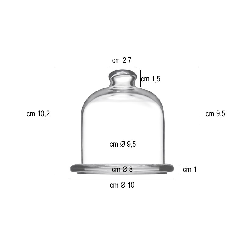 Piattino vetro con cupola Basic   in Porcellane