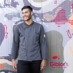 Giacca cuoco grigia manica lunga perseo Giblors  in Giacca cuoco