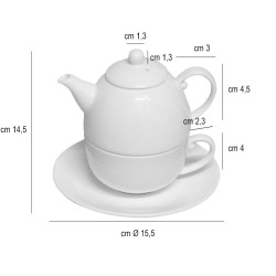 Teiera porcellana con tazza e piattino   in Porcellane