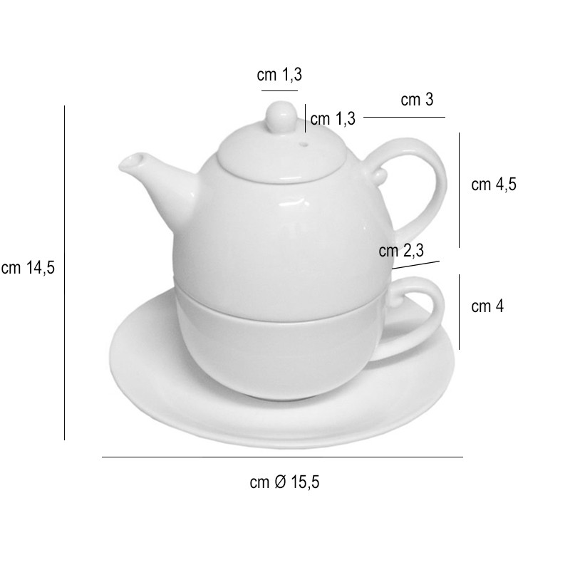 Teiera porcellana con tazza e piattino   in Porcellane