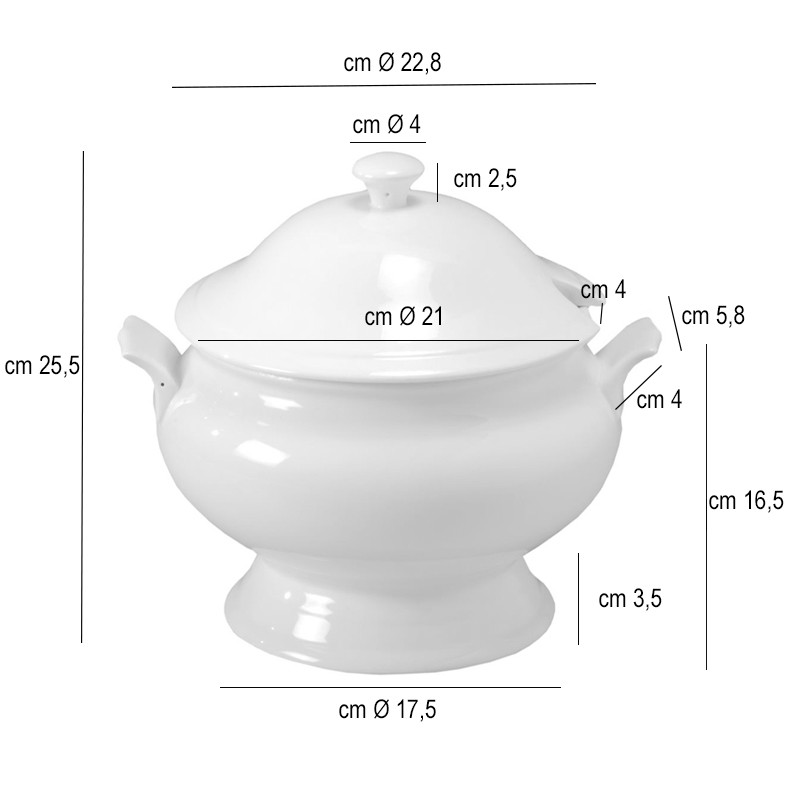 Zuppiera tonda porcellana   in Porcellane