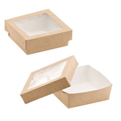 Contenitore in carta con coperchio e finestra | Monouso | Rausa srl