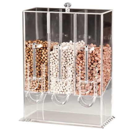 Dispenser cereali 3 scomparti | contenitori per buffet | Rausa srl