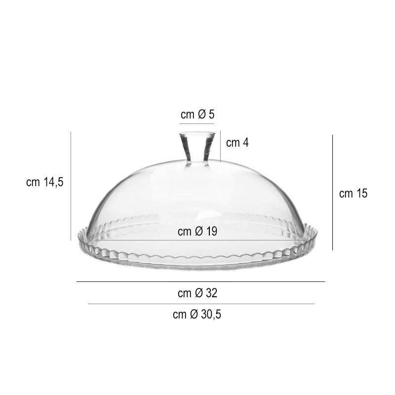 piatto in vetro con cupola   in Porcellane