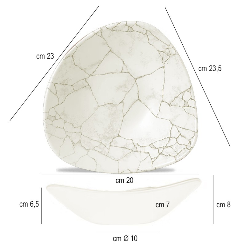 Bowl triangolare churchill studio prints kintsugi agate grey Churchill Porcellana  in Linee