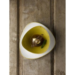 Bowl triangolare churchill stonecast mustard seed yellow Churchill Porcellana  in Linee