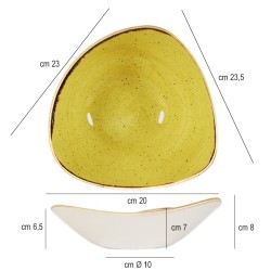 Bowl triangolare churchill stonecast mustard seed yellow Churchill Porcellana  in Linee