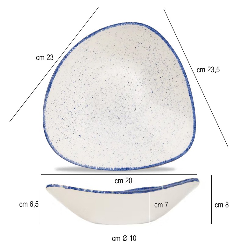 Bowl triangolare churchill stonecast hints Indigo blue Churchill Porcellana  in Linee