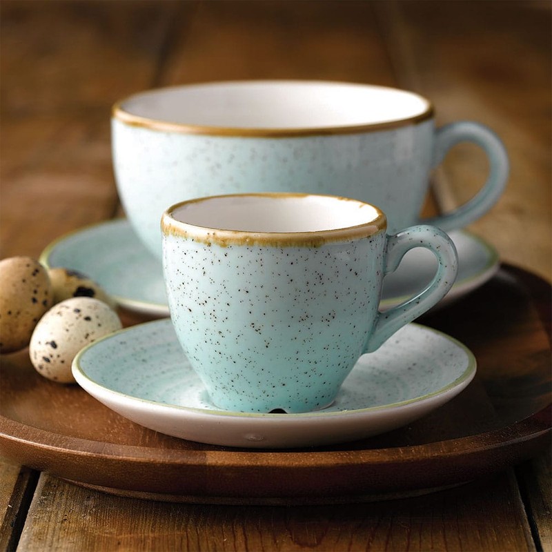 Piattino cappuccino stonecast verde acqua Churchill Porcellana  in Piattino tazza the