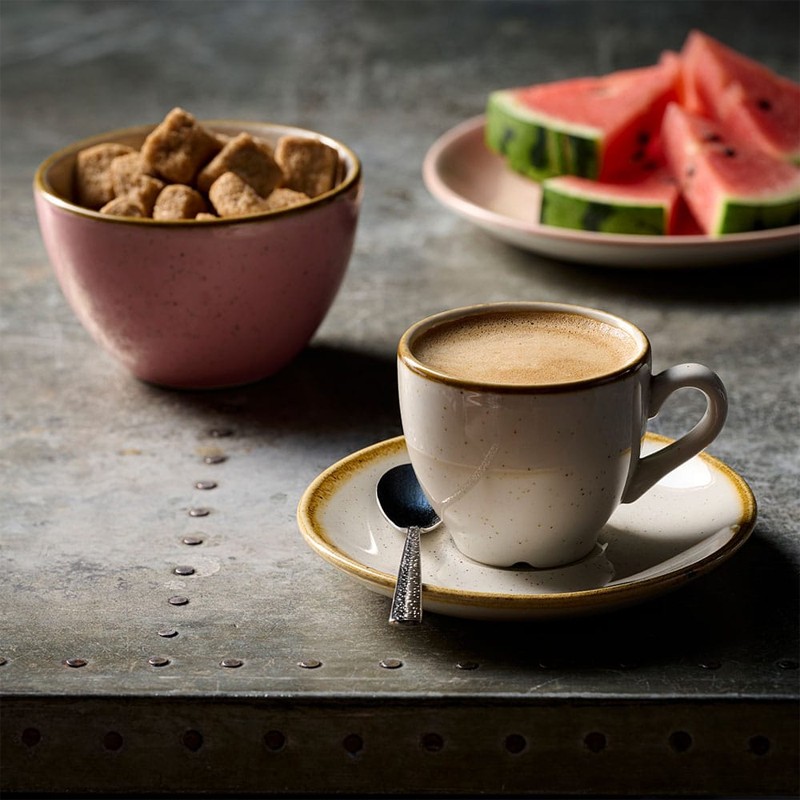 Piattino cappuccino stonecast bianco Churchill Porcellana  in Linee