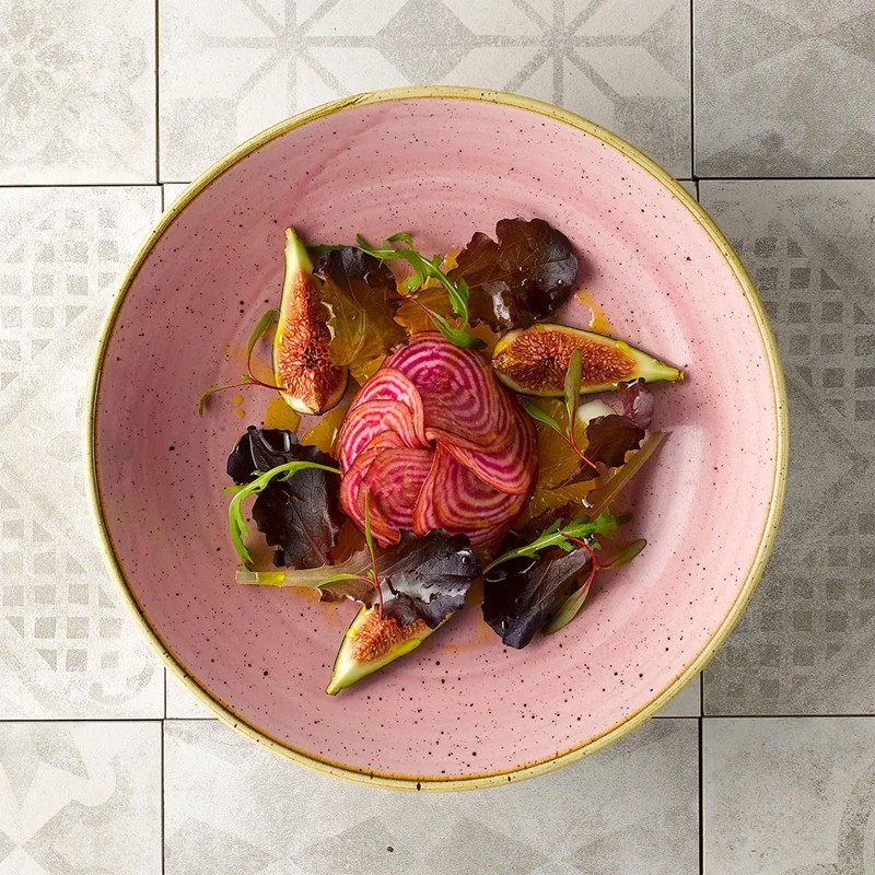 Piatto fondo churchill stonecast petal pink Churchill Porcellana  in Linee