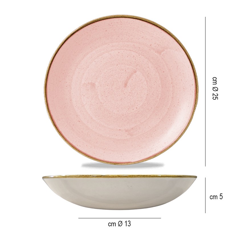 Piatto fondo churchill stonecast petal pink Churchill Porcellana  in Linee