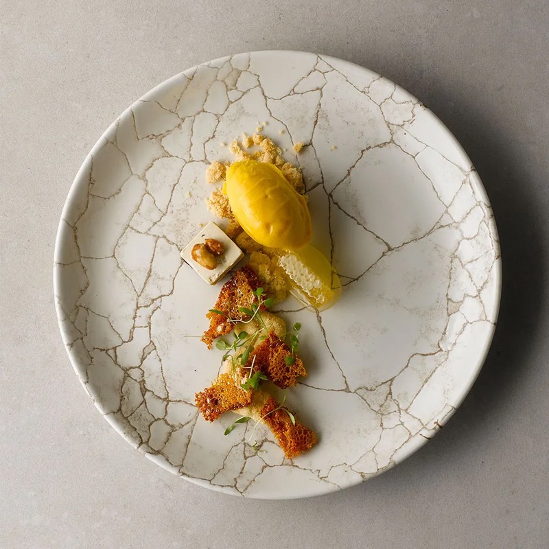 Piatto frutta porcellana kintsugi agate grigio Churchill Porcellana  in Piatti colorati