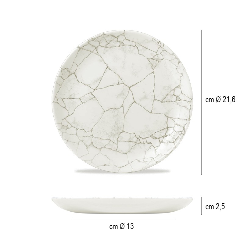 Piatto frutta porcellana kintsugi agate grigio Churchill Porcellana  in Piatti colorati