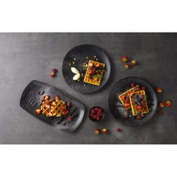 Piatto piano churchill menu shades caldera ash black Churchill Porcellana  in Linee