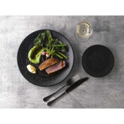 Piatto piano churchill menu shades caldera ash black Churchill Porcellana  in Linee