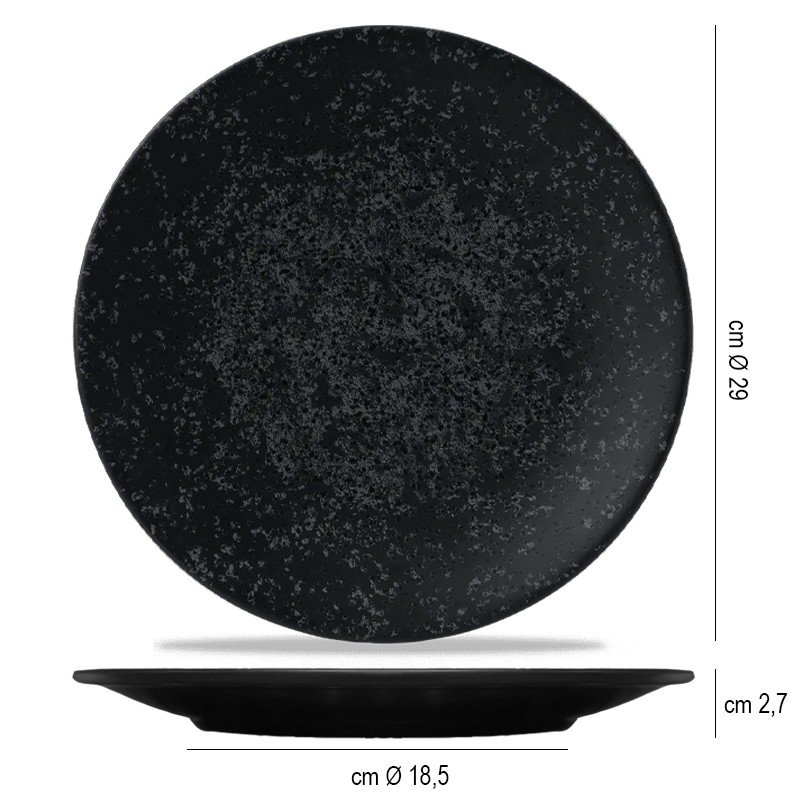 Piatto piano churchill menu shades caldera ash black Churchill Porcellana  in Linee