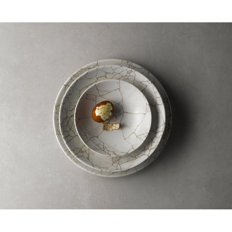 Piatto piano churchill studio prints kintsugi agate grey Churchill Porcellana  in Piatti colorati