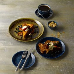 Piatto piano stonecast plume blu Churchill Porcellana  in Linee