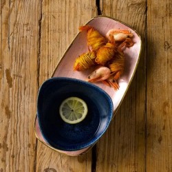 Piatto piano stonecast plume blu Churchill Porcellana  in Linee