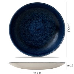 Piatto piano stonecast plume blu Churchill Porcellana  in Linee