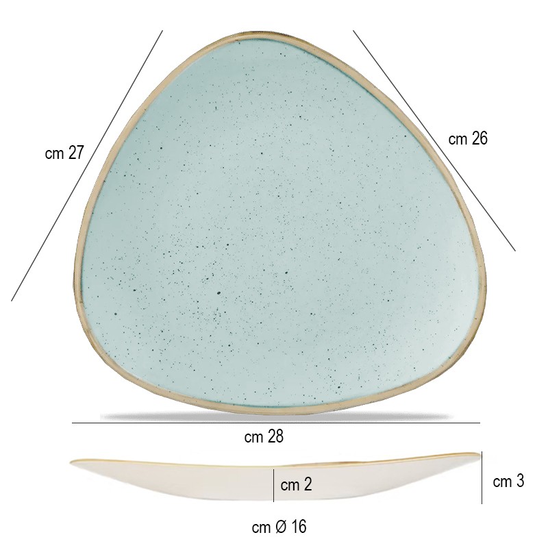 Piatto piano triangolare stonecast verde acqua Churchill Porcellana  in Linee