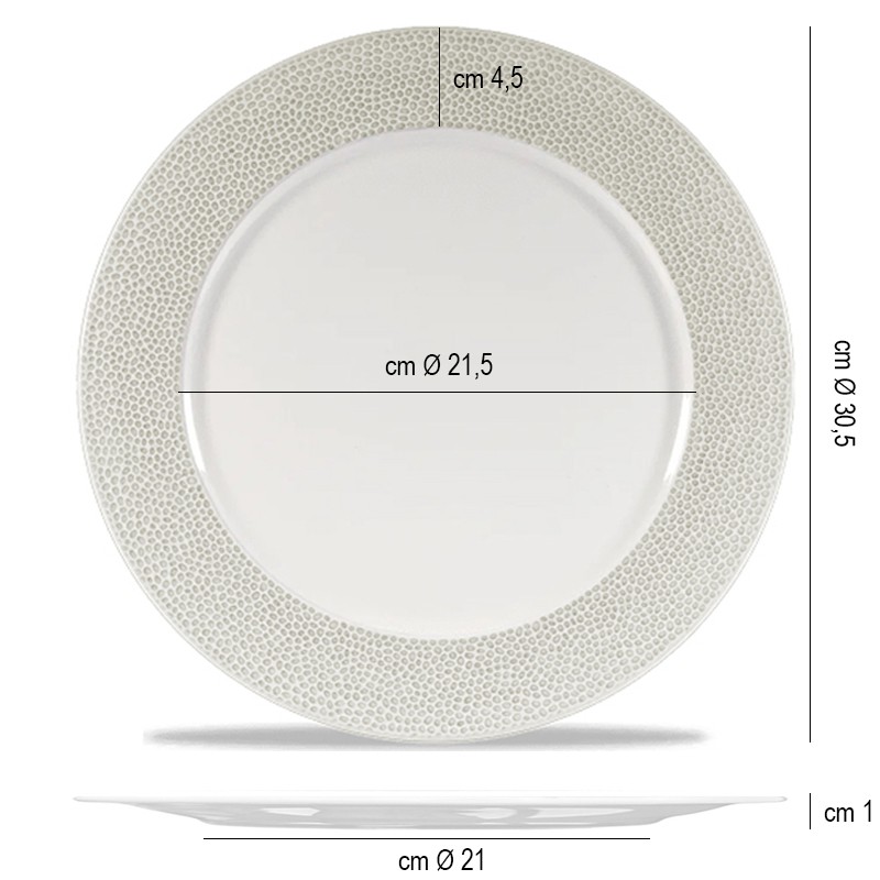 Piatto segnaposto porcellana isla grigio Churchill Porcellana  in Linee