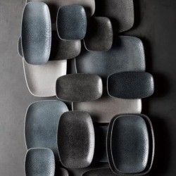 Vassoietto porcellana raku quartz nero Churchill Porcellana  in Linee